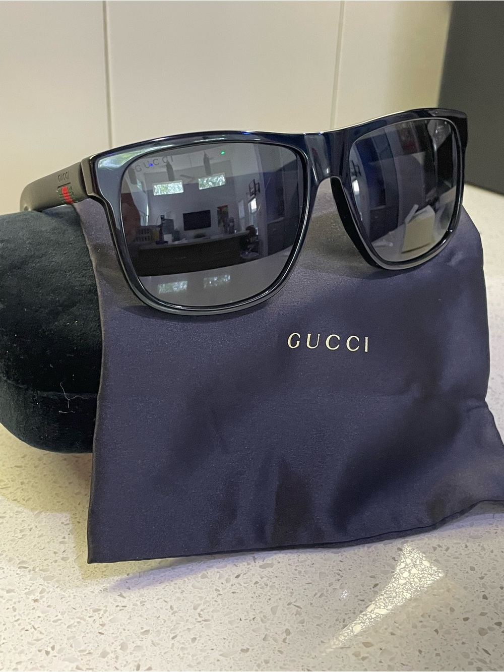 Gucci Black Sunglasses with Dark Gray Lenses